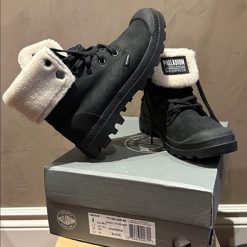 Palladium Big Kids Leather Wool Waterproof Boots